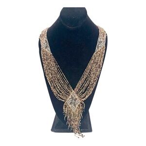 Vintage Handmade Seed Bead MultiStrand Fringe Bohemian Necklace